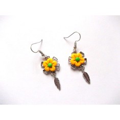 cercei fimo cu flori galbene 45158