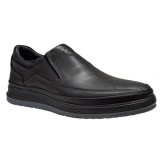Pantofi barbati, casual, din piele naturala, cu elastic, Negru, 788N
