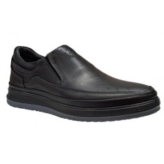 Pantofi barbati, casual, din piele naturala, cu elastic, Negru, 788N