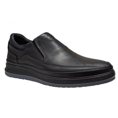 Pantofi barbati, casual, din piele naturala, cu elastic, Negru, 788N foto