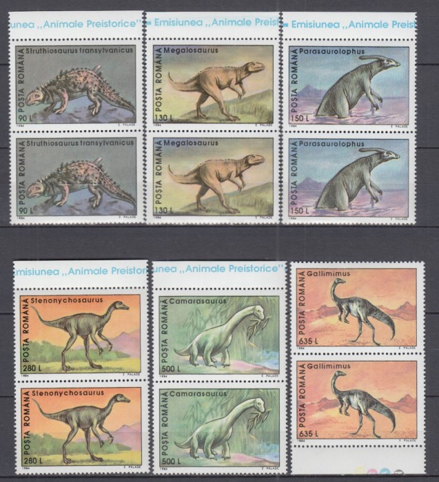 ROMANIA 1994 LP 1341 ANIMALE PREISTORICE PERECHE SERII MNH