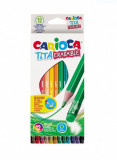 Cumpara ieftin Set 12 creioane colorate cu varf subtire si radiera , Carioca Tita