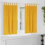 Draperii opace cu agățătoare, 2 buc., galben muștar, catifea