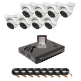 Sistem supraveghere video analogic Turbo HD Hikvision HiWatch,8 camere 5MP pentru locuinte,magazine sau depozite,Vedere nocturna IR 20m,Detectie intel