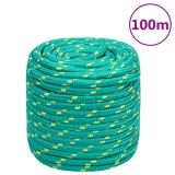 VidaXL Fr&acirc;nghie de barcă, verde, 16 mm, 100 m, polipropilenă