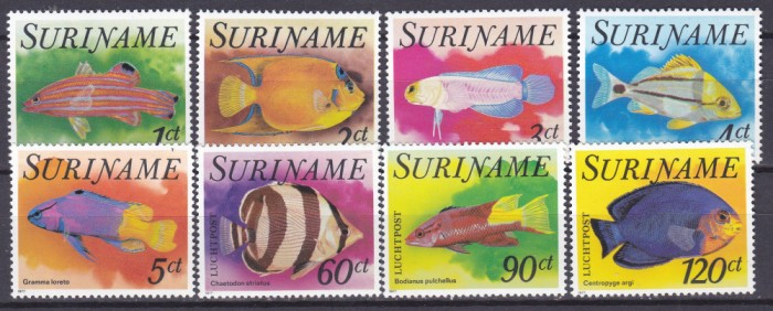 DB1 Fauna Marina Pesti Surinam 1977 8 v. MNH