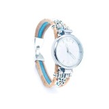 Ceas cu bratara din pluta natural - bleu cu floricele