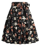 Fusta midi pentru femei, stil retro, casual, model floral, XXL - OUTLET
