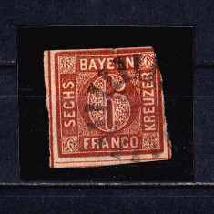 TSV$ - BAYERN, 1850 MICHEL 4 II, 6 KREUZER, STAMPILAT