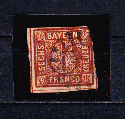 TSV$ - BAYERN, 1850 MICHEL 4 II, 6 KREUZER, STAMPILAT foto