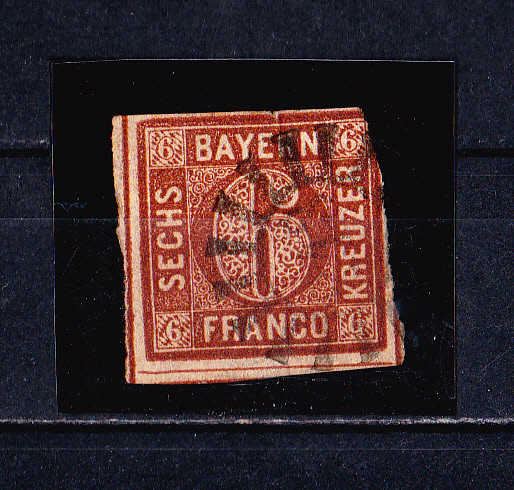 TSV$ - BAYERN, 1850 MICHEL 4 II, 6 KREUZER, STAMPILAT