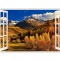 Sticker decorativ, Fereastra 3D, Peisaj de munte, 85 cm, 581STK