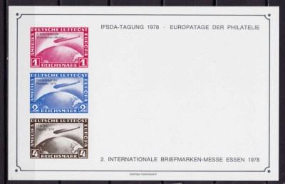 ✅(V 1) Germania &amp;#039;78,bloc/vinieta oficiala Expo.Fila Essen,Graf Zeppelin 1928,MNH foto