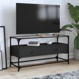 Cumpara ieftin Dulap TV blat sticlă, negru, 98x35x51 cm lemn prelucrat