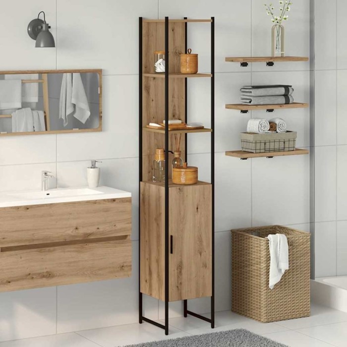 vidaXL Dulap de baie, stejar artizanal, 33x33x185,5 cm, lemn prelucrat