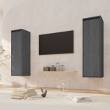 Dulapuri perete Gossi, 2 buc, gri, 30x30x100cm, lemn masiv pin, suspendate, rafturi, etajere