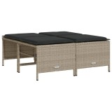 Scaune gradina cu perne, 4 buc., gri deschis, poliratan