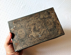Cutie veche tutun Regia Monopolului Statului 1898, cutie tutun perioada Carol I foto