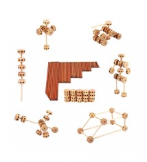 Jucarie de indemanare, Set constructii din lemn natural, 60 piese, SL1500