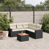 vidaXL Set mobilier de grădină cu perne, 6 piese, negru, poliratan 3256448