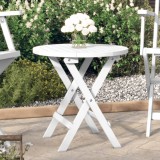 Masă de grădină pliabilă, alb, &Oslash; 46 cm, lemn masiv de acacia