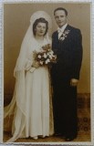 Fotografie tip Carte postala, Mire si mireasa, Braila 1940