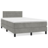 VidaXL Pat box spring cu saltea, gri deschis, 120x190 cm, catifea 3269843