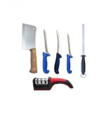 Pachet Complet Macelarie 6 Piese - 3 Cutite, Injunghiat, Dezosat, Filetat, Satar, Maaat, Dispozitiv Ascutit
