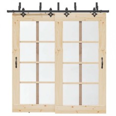 vidaXL Set feronerie pentru uși glisante, negru, 213,5 cm, oțel