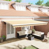 vidaXL Marchiză retractabilă automată portocalie și albă 500x300 cm