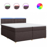 Cumpara ieftin Pat box spring cu saltea, maro inchis, 200x200 cm, textil