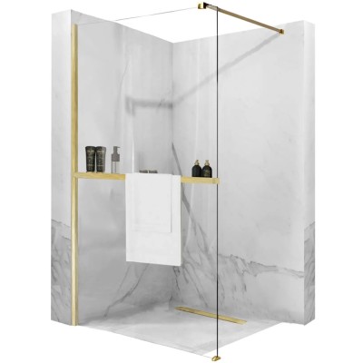 Panou de duș Rea Aero Gold Brush N 120 Walk In + EVO foto