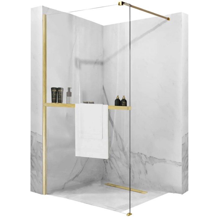 Panou de duș Rea Aero Gold Brush N 120 Walk In + EVO