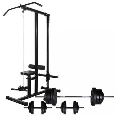 vidaXL Turn de forță cu set de haltere și gantere 60,5 kg 275354 foto
