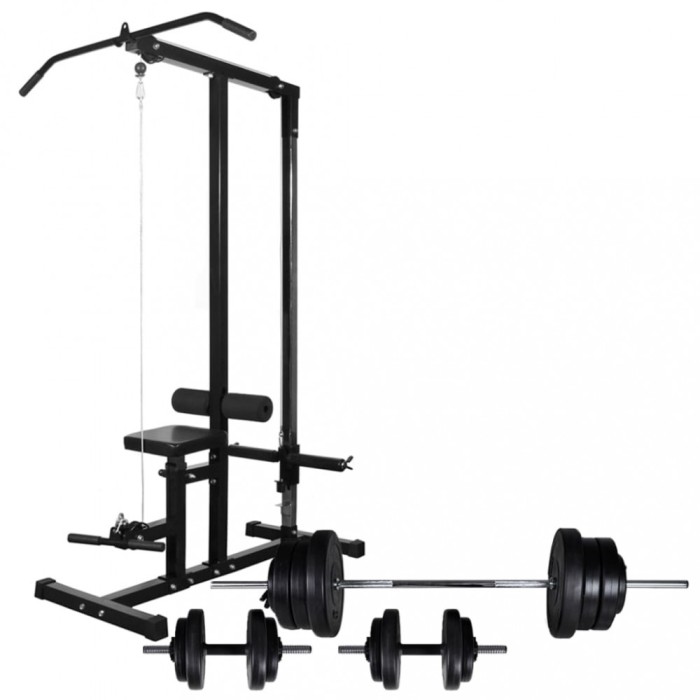 vidaXL Turn de forță cu set de haltere și gantere 60,5 kg 275354