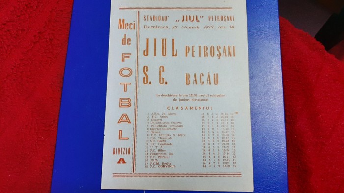 program Jiul - SC Bacau