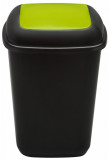 Cos Plastic Reciclare Selectiva, Capacitate 90l, Plafor Quatro - Negru Cu Capac Verde - Sticla