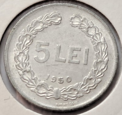 Romania, 5 Lei 1950 Aluminiu foto