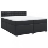 Cumpara ieftin Pat box spring cu saltea, negru, 200x200 cm, piele ecologica