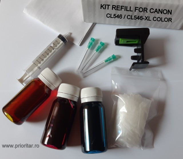 Kit refill reincarcare cartuse Canon CL-546 CL-546XL color CL546 imprimante
