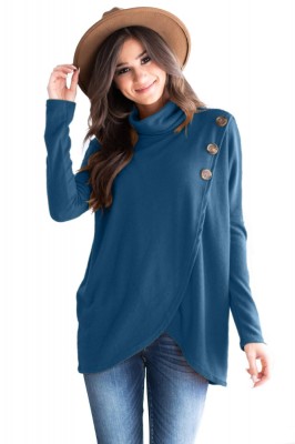 G657-4 Bluza asimetrica accesorizata cu nasturi foto