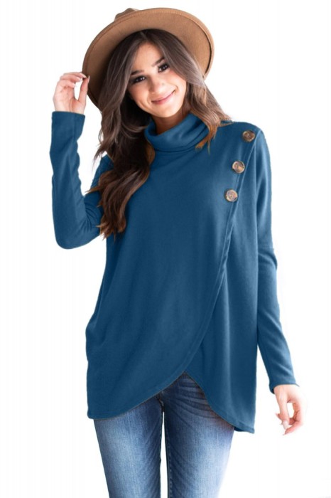 G657-4 Bluza asimetrica accesorizata cu nasturi