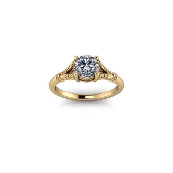 Inel de dama din aur galben 14K, piatra zirconiu - 56
