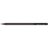 Creion grafit B triunghiular grip sparkle lemn negru midnight rose Faber-Castell