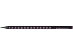 Creion grafit B triunghiular grip sparkle lemn negru midnight rose Faber-Castell