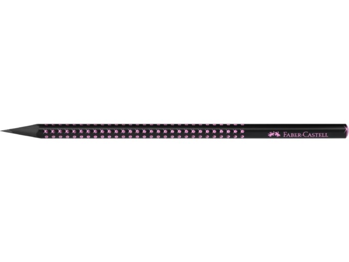 Creion grafit B triunghiular grip sparkle lemn negru midnight rose Faber-Castell