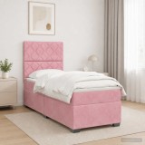 Cumpara ieftin Pat boxspring cu saltea cu headboard Roz 100 x 200 cm Catifea