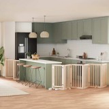 vidaXL Poartă de c&acirc;ini pliabilă cu ușă, 12 panouri, 600 cm, lemn plop