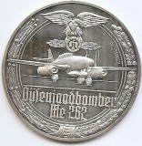 Germania Medalia al II-lea Război Mondial , Bombardier cu reacție ME 262 - Argint 35g/999, 50 mm, PP Proof, Md5, UNC !!!