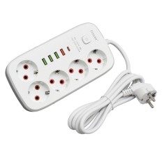 Prelungitor Multifunctional 5 prize - 2m cu 4 x USB 2,1A - PD si Intrerupator